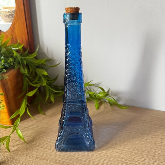 Blue Eiffel Tower Glass Bottle - Picture 2 of 5